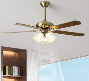<span class=keywords><strong>Ventilateur</strong></span> <span class=keywords><strong>de</strong></span> <span class=keywords><strong>plafond</strong></span> à télécommande 5 pales <span class=keywords><strong>de</strong></span> 52 pouces à moteur DC haute efficacité avec lampe pour bureau - Product Image 1