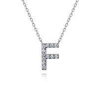 Collier avec pendentif lettre initiale en argent 925 pour femmes, plaqué rhodium et or avec pierre en zircon, type religieux chrétien