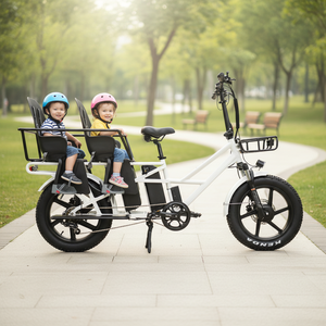 Vélo électrique de livraison de marchandises à 2 roues avec 2 sièges pour bébés - Product Image 1