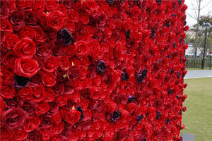 壁装飾用レッド人工花プロミスウェディングデコレーションフラワーウォールバックドロップ - Product Image 5