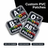 Écusson en caoutchouc personnalisé avec groupe sanguin, étiquette en PVC souple 3D pour sacs à dos et vestes, patch gaufré imperméable