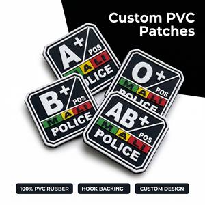 Parche de Goma con Tipo de Sangre Uniforme, Etiqueta de PVC Suave 3D Personalizada para Mochilas y Chaquetas, Parche en Relieve Impermeable - Product Image 1
