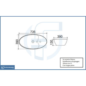 Lavabo de encimera La28 73.5x39cm Categoría de producto: Lavabos - Product Image 2