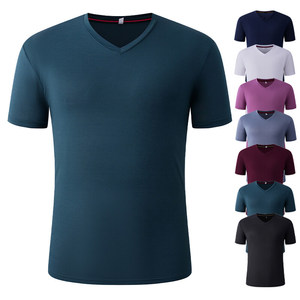 T-Shirt da Uomo con Scollo a V Personalizzabile, Anti-Restringimento e Anti-Piega, Top Casual Base per Uso Quotidiano, Ricamo Personalizzato, Etichetta Privata - Product Image 2