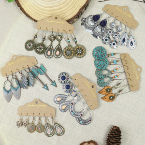 Boucles d'oreilles pendantes en alliage, bijoux fantaisie, style bohème, forme goutte d'eau, pour femmes, accessoires de fête - Product Image 3