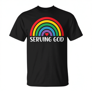 Pride <b>Rainbow</b> Women's Serving God <b>T</b>-<b>Shirt</b> Promotional <b>Rainbow</b> <b>Shirt</b> - Product Image 2