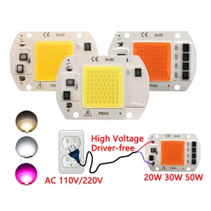 COBLEDチップ植物成長フラッドライト新しい高電圧ドライバー20W30W 50W AC 110V220V無料3000K6500Kフルスペクトル380-840nm