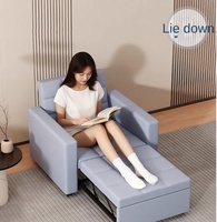 Sofá Cama Reclinable Moderno de Tela y Metal Ajustable para Sala de Estar, Dormitorio, Hotel, Apartamento, Exterior, Hospital