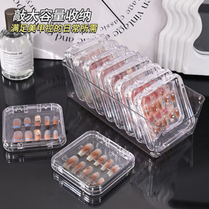 Transparent Nail Art Storage Box Rectangle Flip Top Desktop Display Case Jewelry Organizer Covered Finish Product Packaging - Product Image 3