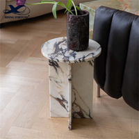Calacatta Viola Table basse en marbre Socle bas pour salon en marbre Table basse de luxe en pierre naturelle et ronde Table d'appoint