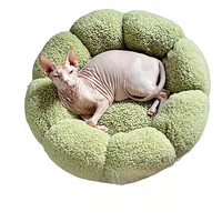 Lit pour chien rond en fourrure Zmaker, simple et élégant, motif floral, luxueux et confortable, lavable, tapis pour chat, coussin chaud pour animaux de compagnie