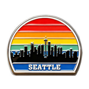 Imán de Refrigerador de Metal con Diseño de Recuerdo Turístico de Seattle, Washington, con Logotipo Personalizable, Placa de Matrícula de la Ciudad de Seattle - Product Image 4