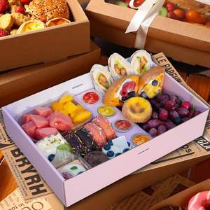 Scatola per Servire Pasticceria <span class=keywords><strong>in</strong></span> Cartone Resistente, Vassoio per Alimenti Assortiti con Coperchio, Stabilmente Riempibile, per Catering, Viaggi e Feste - Product Image 2