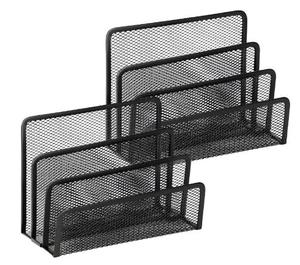 Desk Mail <b>Organizer</b> <b>File</b> Holder Letter Sorter with 3 Vertical Upright Metal Mesh Paper <b>Organizer</b> for Home Office Desktop White - Product Image 6