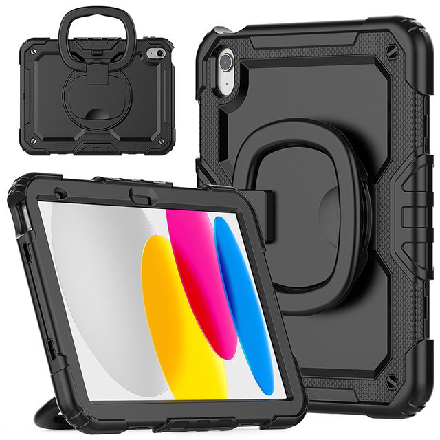 KAIBEI Thick Silicone Rugged Tablet Case for iPad 10th Generation 10.9 Inch 2022 Shockproof Rotating Handle Stand