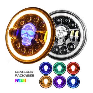 Para Jeep Wrangler Rubicon Jk Xj, piezas de luces de proyector Led, faros delanteros proyectados, luces de cabeza de calavera halógenas, lámparas Oem de 9 pulgadas y 7 pulgadas - Product Image 1