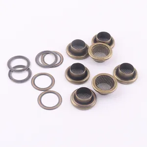 8mm Brass Round Metal Garment Eyelet With Mesh For Leather Grommets