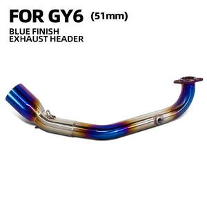Tubo di Scarico GY6 per Scooter Yamaha GY6 Zuma 125CC 150CC 200CC Tank200, Collettore <span class=keywords><strong>Blu</strong></span> da 51MM con Sensore di Ossigeno - Product Image 1