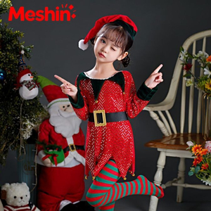 Nuevo Disfraz de Princesa con Lentejuelas Rojas y Verdes Navideños de Meshin para Niñas Pequeñas, Disfraz de Lujo para Actuaciones de TV y Cine, Venta al por Mayor - Product Image 2