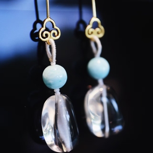 Thời Trang Tự Nhiên Nguyên Chất Cơ Thể Trắng Pha Lê Tòn Ten Hình Giọt Nước Bông Tai Nữ Linh Vật Tự Làm Đồ Trang Sức Cưới - Product Image 3