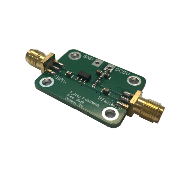 Dikkod Wideband 5-1500MHz RF Low Noise Amplifier Module 20dB Gain LNA 9-12V DC +13dBm Output Electronic Measuring Instrument