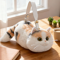 Sac à bandoulière de luxe fait main pour chat avec chaîne réglable, sac à main en peluche réaliste en forme de chat, jouet de mode animalier de simulation réaliste