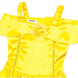 Halloween <span class=keywords><strong>Cosplay</strong></span> bambine con spalle scoperte Ruffle Belle Princess Costume Dress up festa di compleanno paillettes Princess Belle Dress - Product Image 4