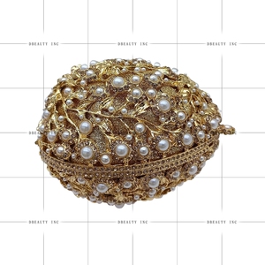 Luxury Classic Fashion Pearl Rhinestone 3D Egg Evening Bridal Crystal Party Cocktail Formal Purse - Product Image 4