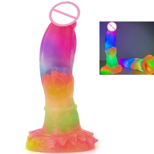 Top Selling YOCY-2117S AW13 Glow Dark <b>Dildo</b> Soft Colorful Realistic Penis for Man and Women Silicone <b>Dildo</b> Artificial Penis - Product Image 1