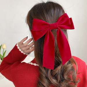 Pinzas para el pelo con lazo grande de terciopelo Vintage MIO, pinzas para el pelo con lazo de cinta de Color sólido a la moda, pinzas grandes con lazo de pico de pato para tocado de mujer - Product Image 2