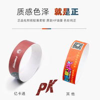 Bracelets jetables personnalisés en papier DuPont avec accents en PVC phosphorescents, étiquettes tissées, identification RFID, conception à usage unique