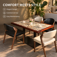 Juego de Mesa de Comedor Rectangular de Cerámica de Primera Calidad con Sillas de Madera Maciza y Base de Metal, Muebles para Hotel, Cafetería y Restaurante