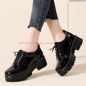 Zapatos de Mujer con Suela Gruesa, Estilo Coreano, Versátiles, de Piel, con Suela Gruesa, Estilo Británico, a la Moda, Primavera - Product Image 2