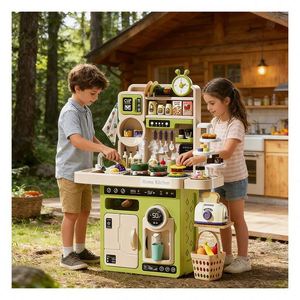 Centro de Cocina de Juguete para Niños con Horno y Fregadero, Escenario de Casa para el Desarrollo de Habilidades, Relajación y Aprendizaje en Interiores - Product Image 4
