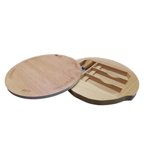 Tabla de Cortar <span class=keywords><strong>Queso</strong></span> Redonda de Bambú Personalizada al por Mayor con Juego de Cuchillos de Acero Inoxidable de 4 Piezas, Mini Tabla de Charcutería - Product Image 1