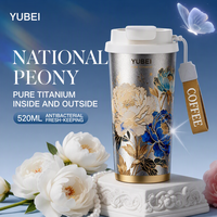 Nouvelle Tasse Isotherme en Titane Pur pour Femme, Légère, Luxe, Portable, pour Glace et Café, avec Paille Personnalisée et Double Fonction, Design Élégant