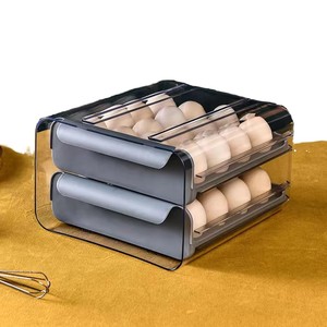 Boîte à œufs en <span class=keywords><strong>plastique</strong></span> à double couche de style tiroir, grande capacité de 32 compartiments, vente en gros pour la cuisine à domicile, OEM - Product Image 1