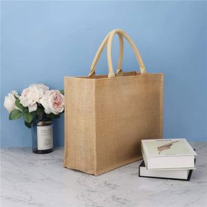 New Arrival Eco-Friendly <b>Recyclable</b> Jute Linen Reusable <b>Tote</b> <b>Bag</b> Custom Logo Printed and Natural Shopping <b>Bag</b> - Product Image 6