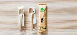 Wholesale Customized Logo Disposable Cutlery Kitchen Supplies Disposable Tableware Bamboo Wooden Knife Fork And Spoon Set