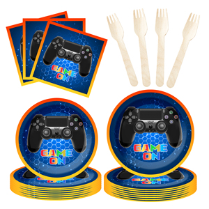 Juego de Vajilla Personalizado DAMAI con Temática de Videojuegos, Platos, Vasos y Servilletas de Papel para Fiestas de Cumpleaños Infantiles - Product Image 1