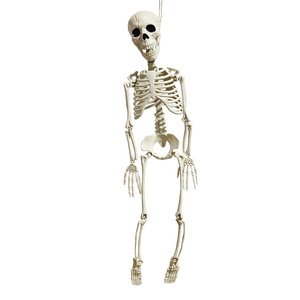 Décoration suspendue squelette d'Halloween 70 cm en plastique blanc pour extérieur, porte ou fête - Product Image 4