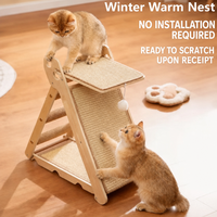 Lit-griffoir de luxe moderne et classique pour chat – Combinaison durable en bois massif, écologique et anti-chute, avec structure d'escalade pour chat en carton