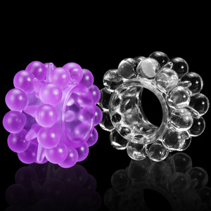 Double Beading Penis Ring Silicone <b>TPE</b> White Purple Transparent For Men Stimulation Foreskin Retraction Orgasm Control - Product Image 3