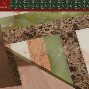 Mesa de Centro de Mármol GOLDKING, Multicolor, con Diseño Geométrico Moderno, para Sala de Estar, Piedra Natural Pulida Personalizada - Product Image 6
