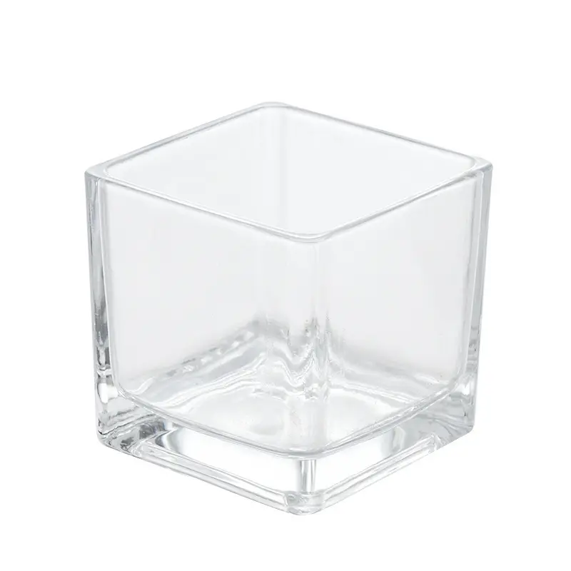 Hot spot cilindro quadrato vetro trasparente può spruzzare il LOGO di stampa a colori decorazione per la casa semplice aromaterapia tazza di candela quadrata