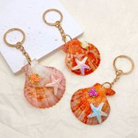 Porte-clés créatif en forme de coquillage, animaux marins réels, porte-clés de sac ou de voiture en résine, porte-clés de plage pour femmes et filles, breloques d'été