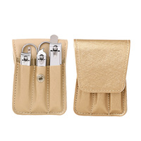 Kit de manucure et pédicure portable 6 pièces en cuir avec coupe-ongles, ciseaux à poils de nez, cure-oreilles et lime à ongles pour la maison et les voyages