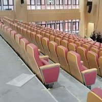 Chaises de théâtre empilables rembourrées en bois à pieds mobiles, chaises d'auditorium, mobilier scolaire, vente en gros