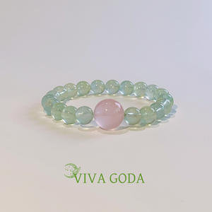 Viva <span class=keywords><strong>Goda</strong></span> Pulsera de cristal única Rosa natural con piedra de la suerte Brazaletes de diseño de cuentas de Prehnita verde fresco Accesorio de moda - Product Image 4