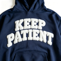 Sweat à capuche en molleton bouclette de coton premium, coupe boxy, personnalisé ODM, style streetwear, lourd, couleur marine unie